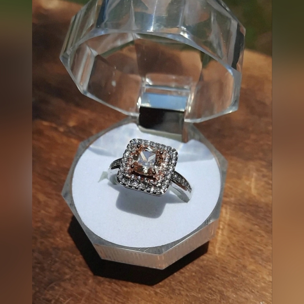 Ladies Morganite w/Double CZ Halo Ring (7)